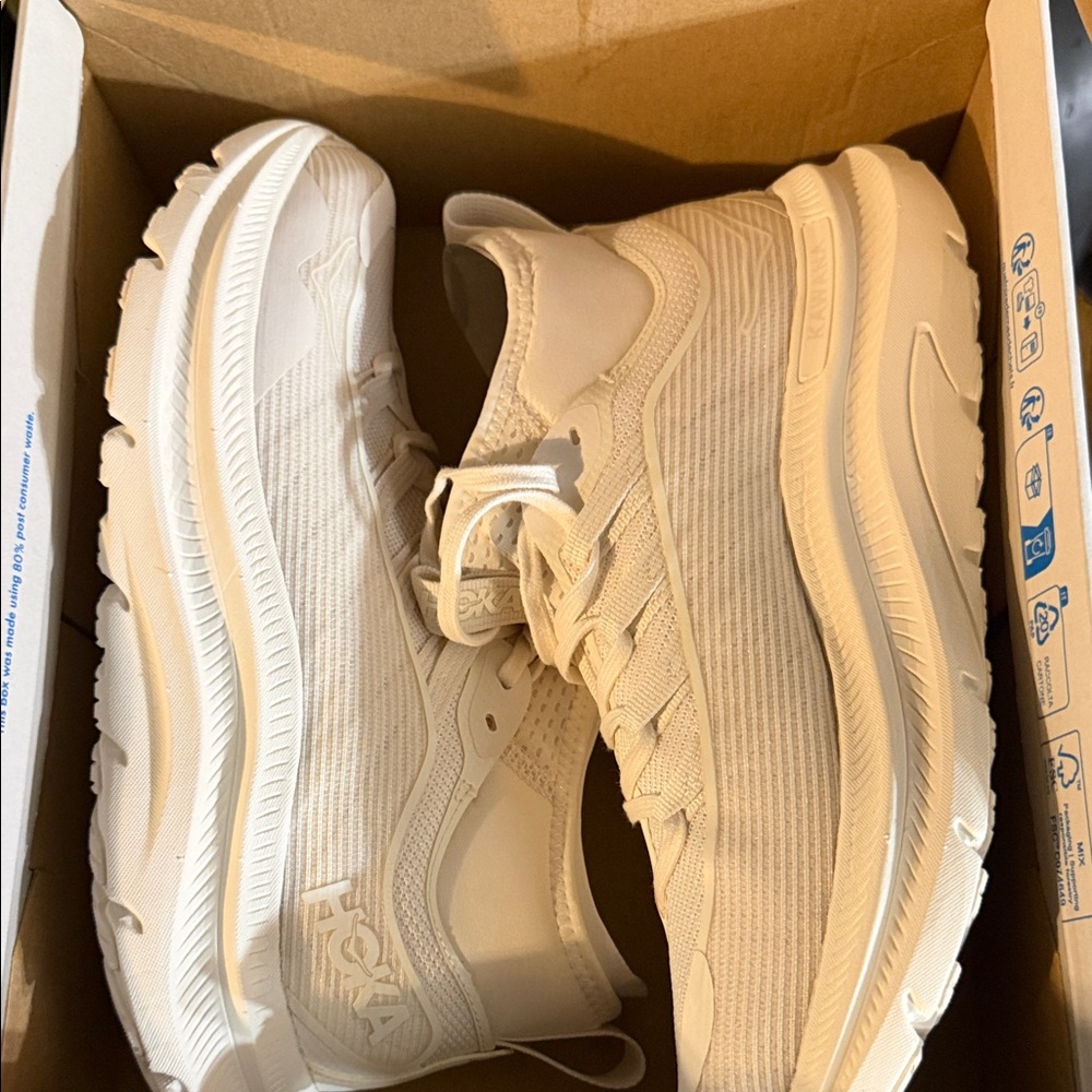 Hoka Lightweight Athletic Sneakers in Cream/Off-White